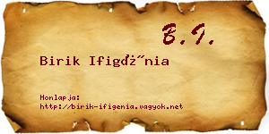 Birik Ifigénia névjegykártya